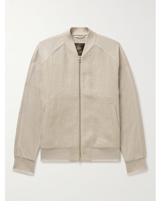Loro Piana Natural Herringbone And Waffle-Knit Linen Bomber Jacket for men