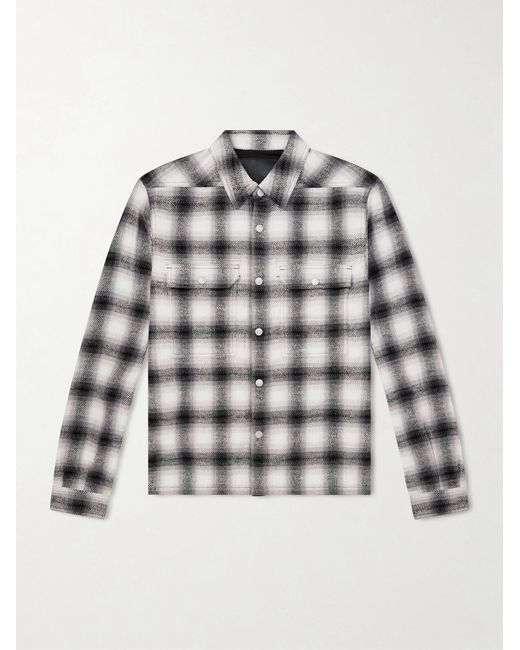 Rick Owens Gray Level Cropped Checked Cotton Shirt for men