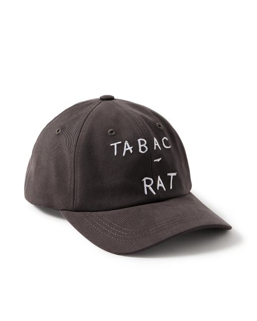 Enfants Riches Deprimes Black Tabac Rat Leather-trimmed Embroidered Cotton-twill Baseball Cap for men