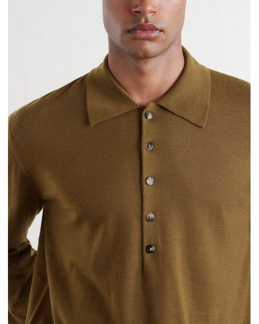 Dries Van Noten Green Muano Merino Wool Polo Shirt for men