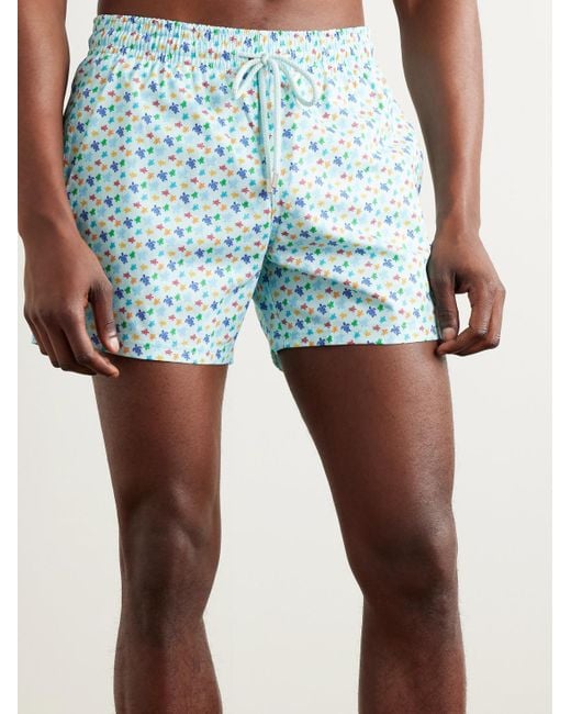 Vilebrequin Blue Moorise Straight-Leg Mid-Length Printed Recycled Swim Shorts for men