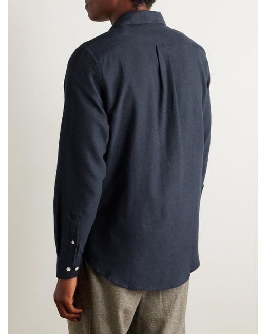 Portuguese Flannel Blue Teca Brushed Cotton-twill Shirt for men