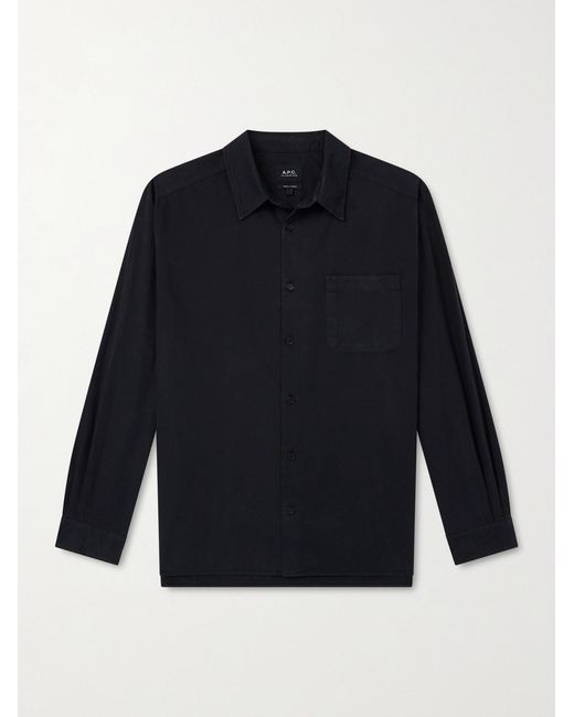A.P.C. Blue Malo Logo-Embroidered Organic Cotton Shirt for men