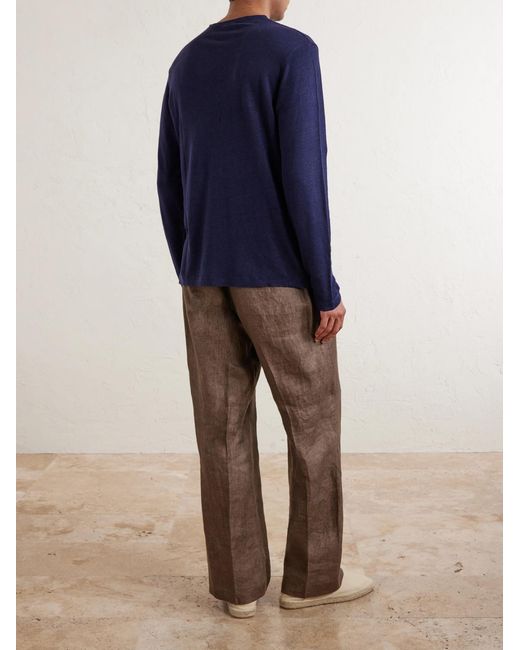 Hartford Blue Linen-Jersey T-Shirt for men