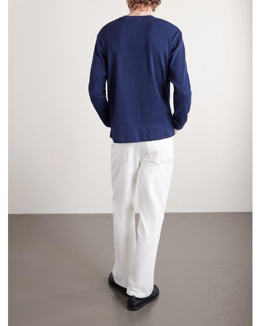 NN07 Blue Jett 30035 Waffle-Knit Organic Cotton Sweater for men