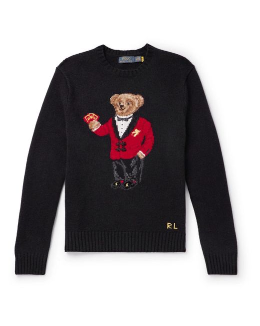 Polo Ralph Lauren Black Lunar New Year Bear Regular-fit Wool-knit Jumper for men