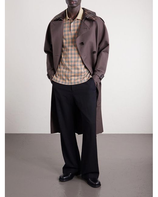 Burberry Natural Logo-embroidered Checked Jacquard Polo Shirt for men