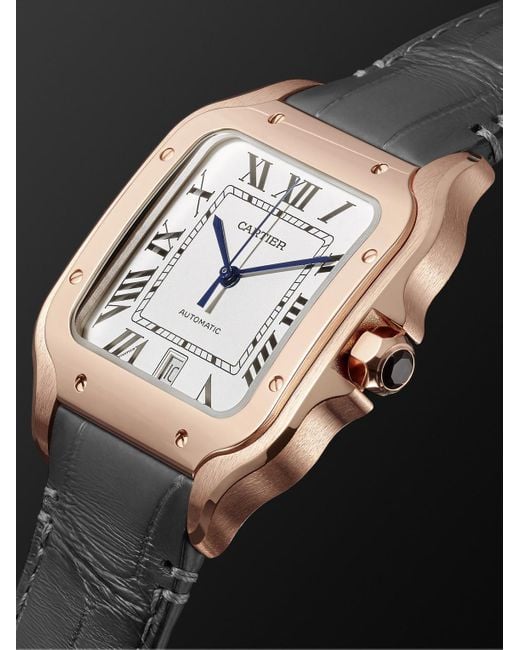 Cartier Black Santos Automatic 18-Karat Rose Interchangeable Watch, Ref. Wgsa0011 for men
