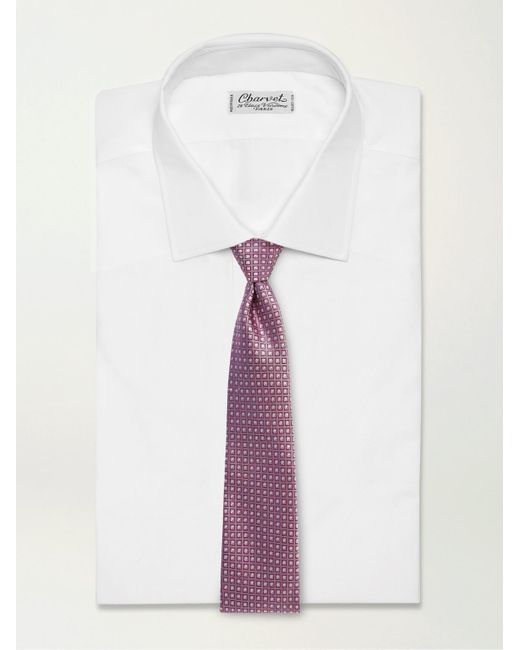 Cravatta in seta jacquard di Canali in Purple da Uomo