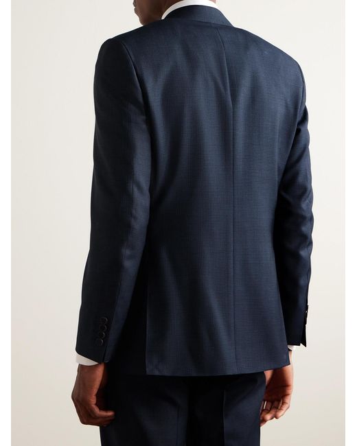 Canali Blue Checked Super 130S Wool Suit Jacket for men