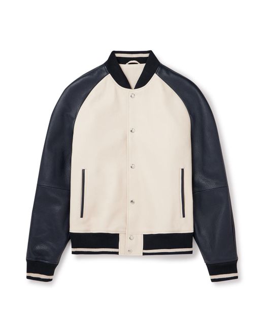 Mr P. Natural Full-grain Leather Varsity Jacket for men