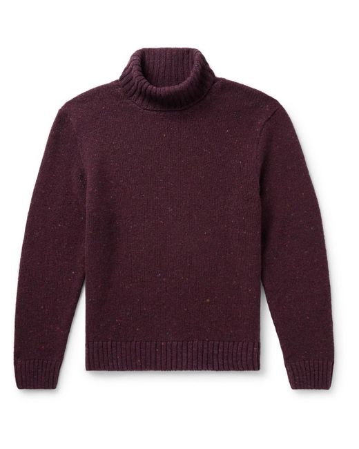 Inis Meáin Purple Donegal Merino Wool And Cashmere-blend Rollneck Sweater for men
