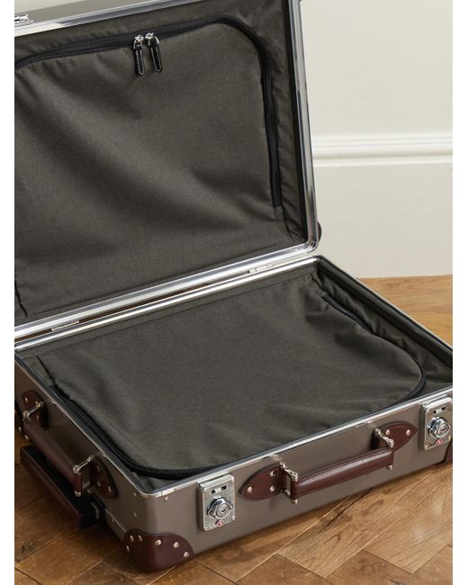 Globe-Trotter Brown Metropolis Leather-trimmed Carry-on Suitcase for men