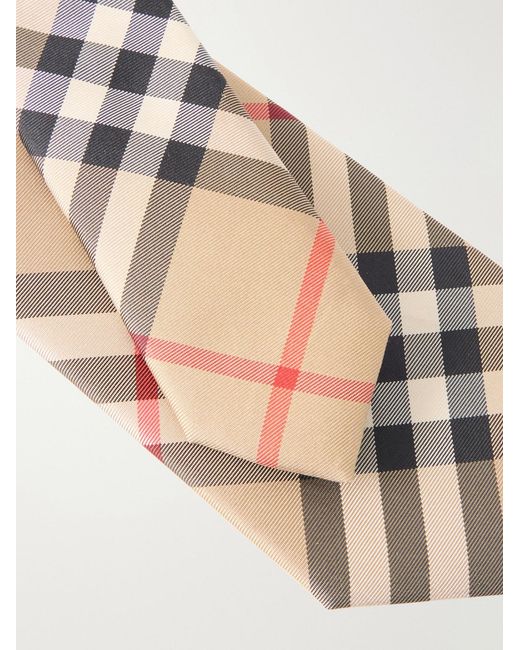 Burberry White Archive Checked Silk-Twill Tie for men