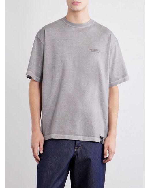Neighborhood Gray Logo-Embroidered Cotton-Jersey T-Shirt for men
