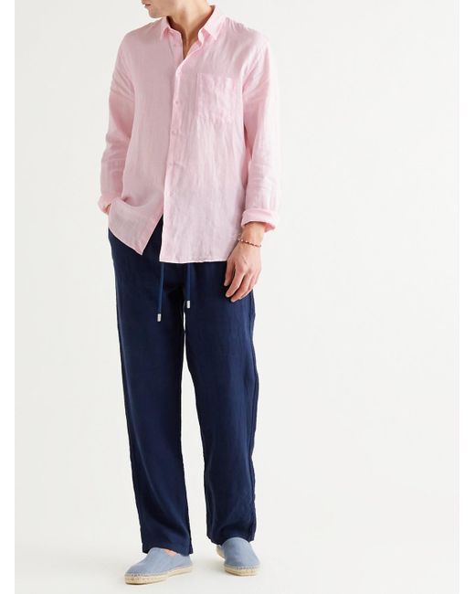 Vilebrequin Pink Caroubis Linen Shirt for men