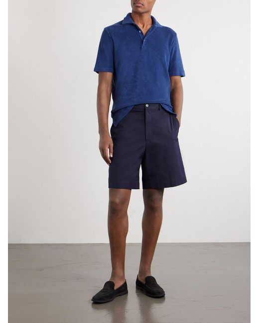 Fedeli Blue Mondial Cotton-Terry Polo Shirt for men