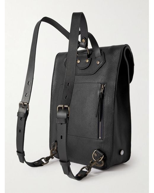 Bleu De Chauffe Black Arlo Vegetable-Tanned Full-Grain Leather Backpack for men