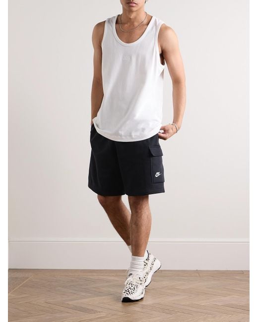 Nike Black Sportswear Club Wide-leg Cotton-blend Jersey Cargo Shorts for men