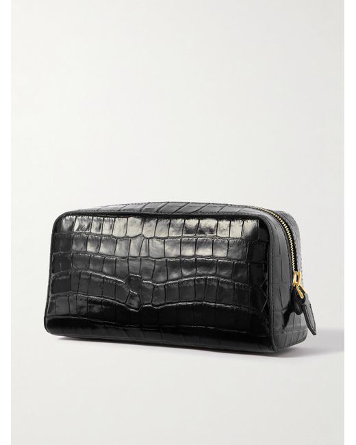 Tom Ford Black Croc-effect Leather Wash Bag for men