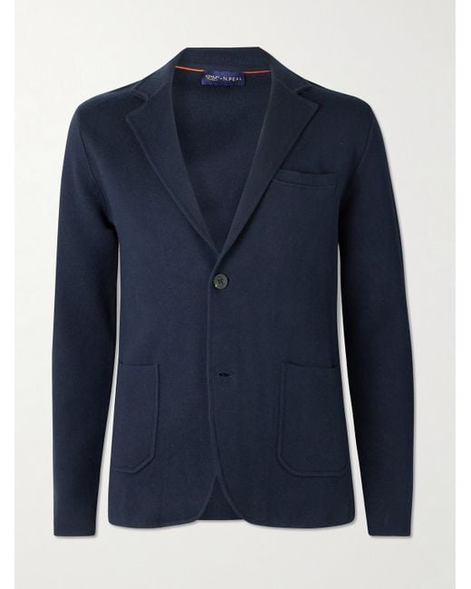 N.Peal Cashmere Blue Stanley Tucci Cashmere Cotton, Silk And Cashmere-Blend Blazer for men