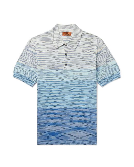 Missoni Blue Dégradé Space-dyed Cotton-jersey Polo Shirt for men