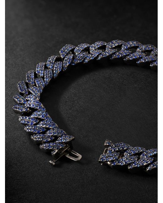 SHAY Blackened Gold Sapphire Chain Bracelet for men