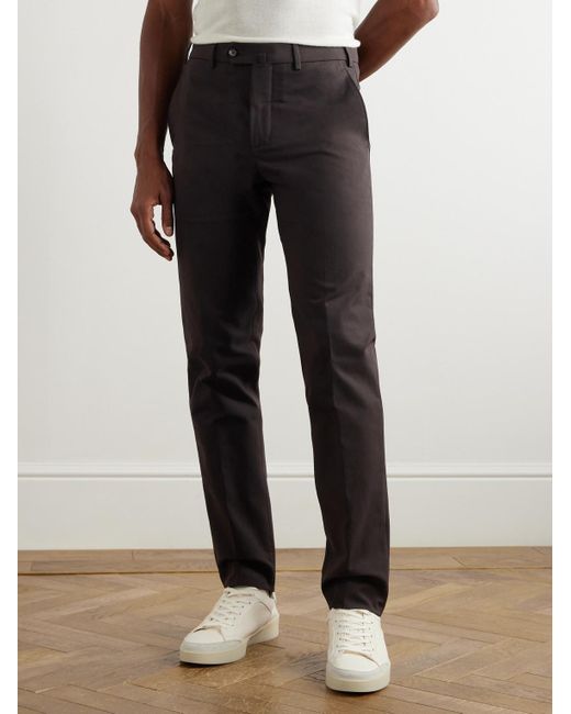 Loro Piana Brown Carlo Hyannis Tapered Cotton-Blend Trousers for men