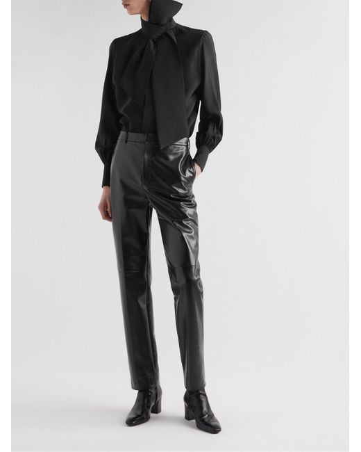 Saint Laurent Hemd aus einer Wollmischung mit Bindedetail in Black für Herren