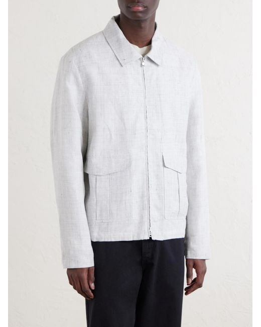 Mr P. White Checked Linen Blouson Jacket for men