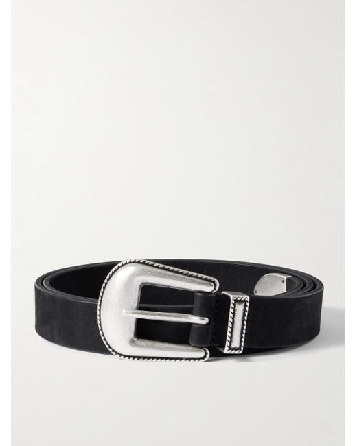 Andersons Black 2.5cm Nubuck Western Belt for men