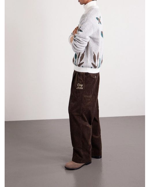 Human Made Brown Wide-leg Pleated Cotton-corduroy Trousers for men