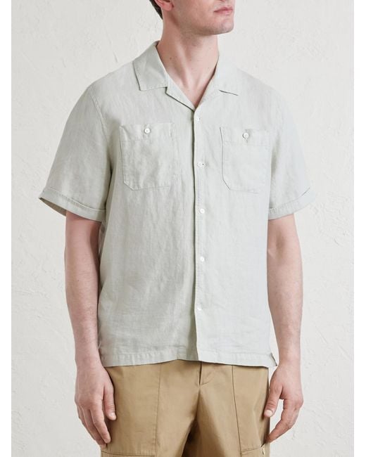 Mr P. White Convertible-Collar Garment-Dyed Linen Shirt for men