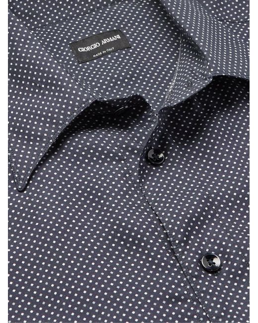 Giorgio Armani Blue Printed Lyocell And Silk-Blend Shirt for men