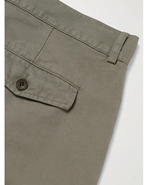 Mr P. Gray Steve Slim-Fit Pleated Organic Cotton And Linen-Blend Twill Trousers for men