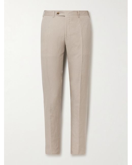 Canali Natural Kei Slim-fit Tapered Linen And Silk-blend Suit Trousers for men