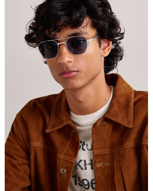 Cartier Blue Santos De Cartier Aviator-Style-Tone Sunglasses for men