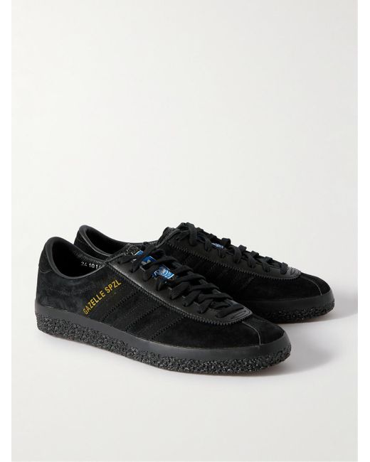 Adidas Originals Black Gazelle Spzl Leather-trimmed Suede Sneakers for men