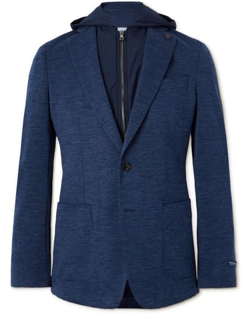Peter Millar Blue The Winter Excursionist Elite Wool Blazer With Removable Shell Hooded Gilet for men