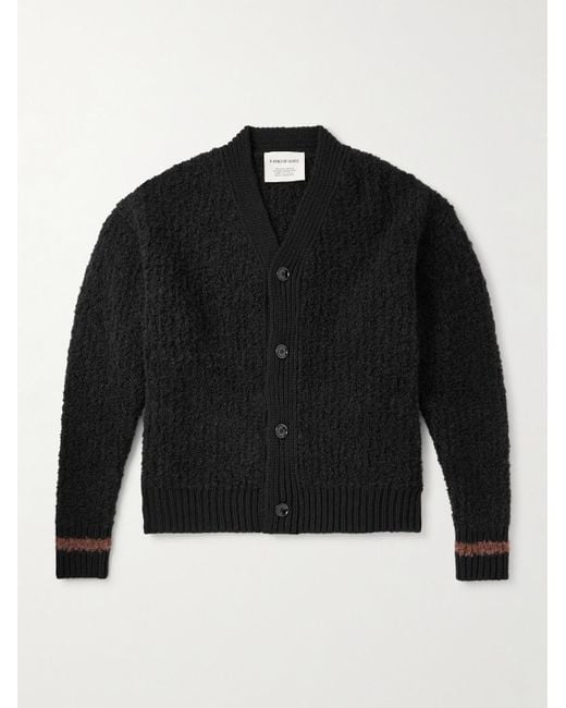 A Kind Of Guise Black Ribbed-Knit Virgin Wool-Blend Cardigan for men