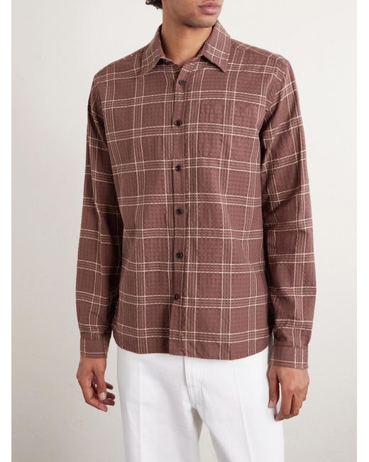 Oliver Spencer Brown New York Special Connell Checked Organic Cotton Shirt for men