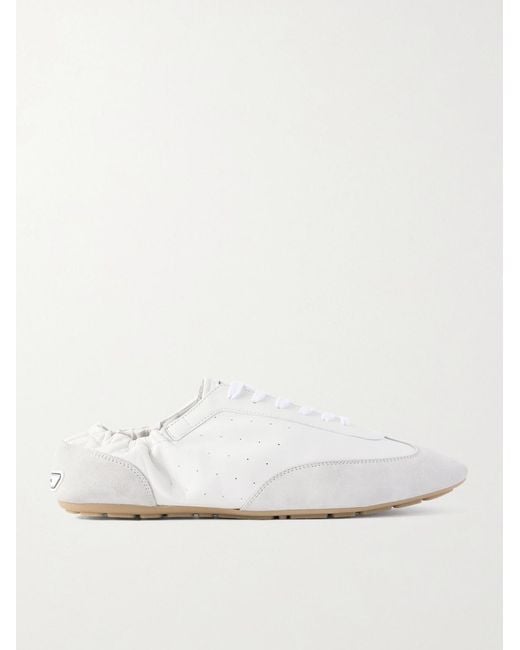 Saint Laurent Natural Lewis Suede And Full-Grain Leather Sneakers for men