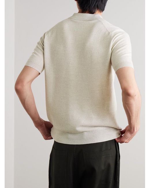 John Smedley White 14.Singular Merino Wool-Piqué Polo Shirt for men