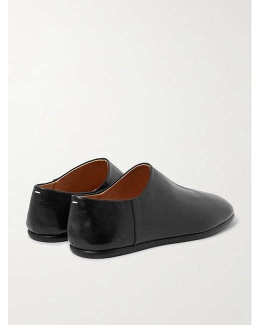 Maison Margiela Black Tabi Split-Toe Leather Collapsible-Heel Loafers for men