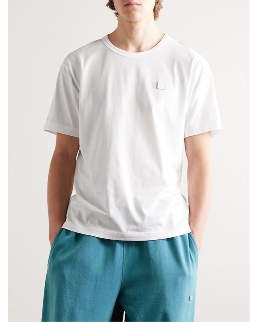 Acne White Nash Logo-Appliquéd Cotton-Jersey T-Shirt for men