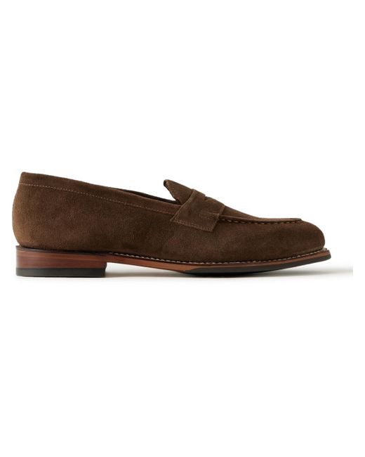 GRENSON Brown Lloyd Suede Loafers for men