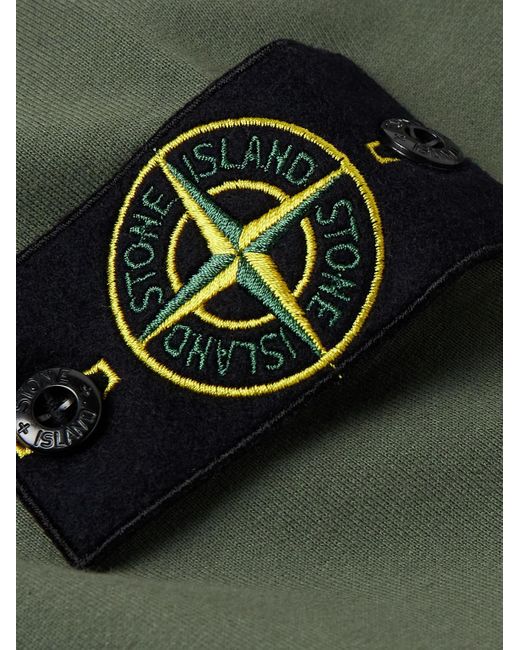 Stone Island Hoodie aus Baumwoll-Jersey mit Logoapplikation in Stückfärbung in Green für Herren