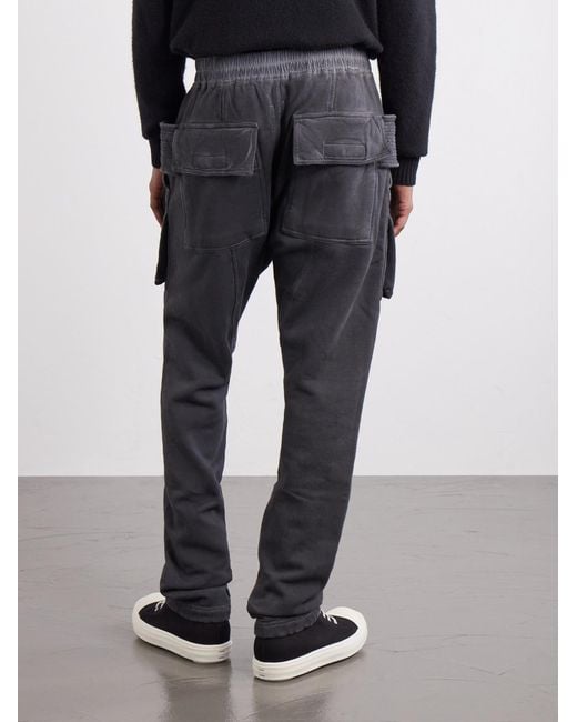 Rick Owens Gray Creatch Straight-Leg Cotton-Blend Jersey Cargo Sweatpants for men
