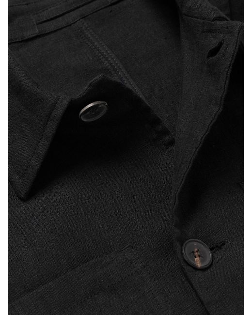 Mr P. Black Linen Overshirt for men