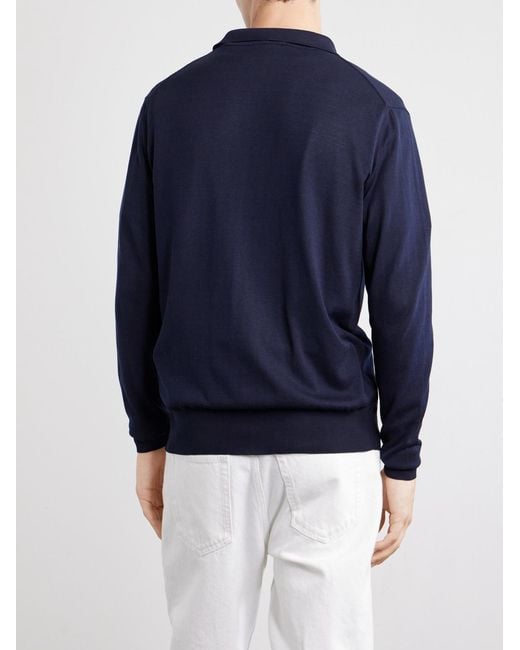 Caruso Blue Silk And Cotton-Blend Cardigan for men